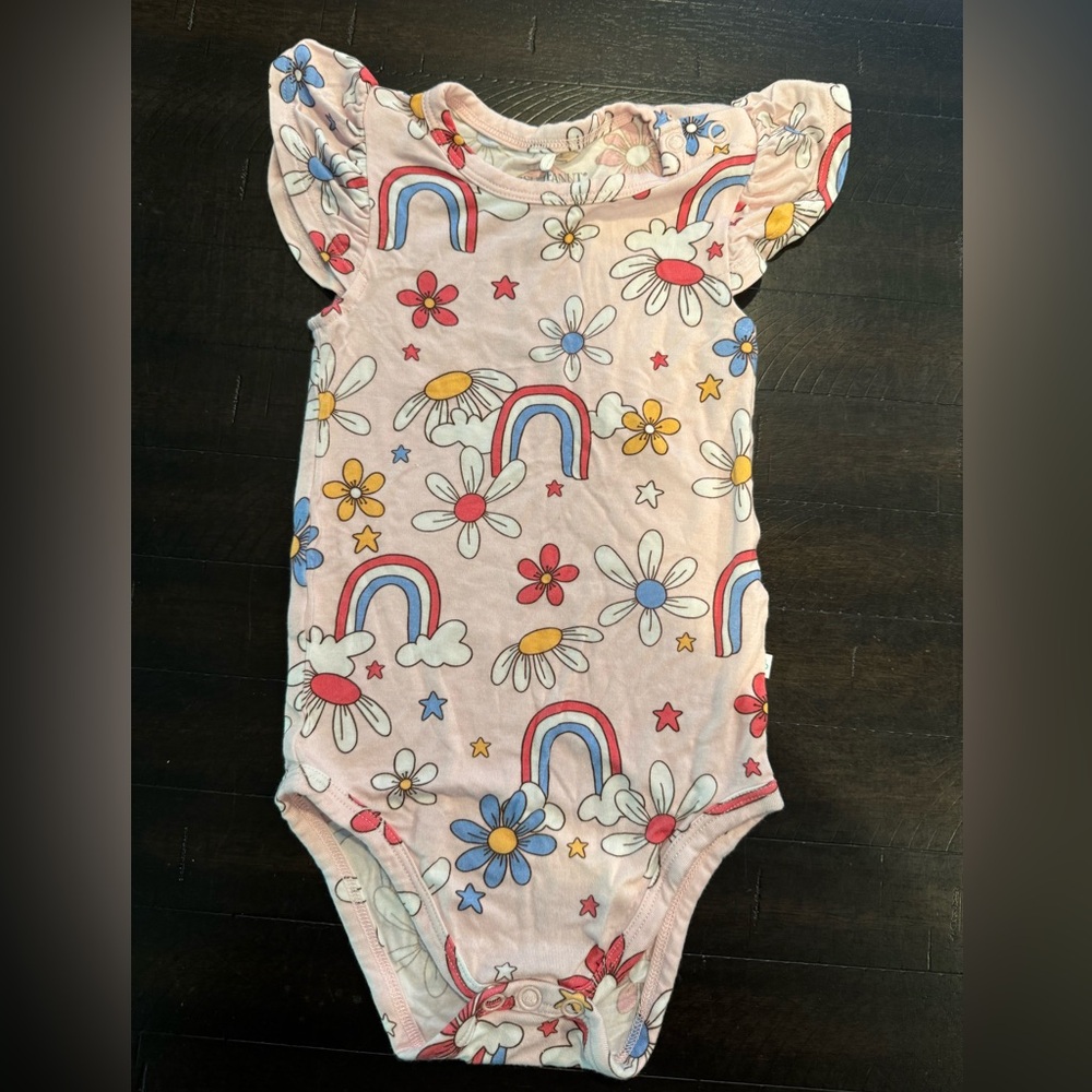Posh Peanut 12-18 months Jessie ruffled cap sleeve bodysuit